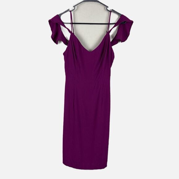 ASTR The Label Off Shoulder Drape Cami Sheath Dress Purple Womens Size M Wedding - Picture 2 of 14